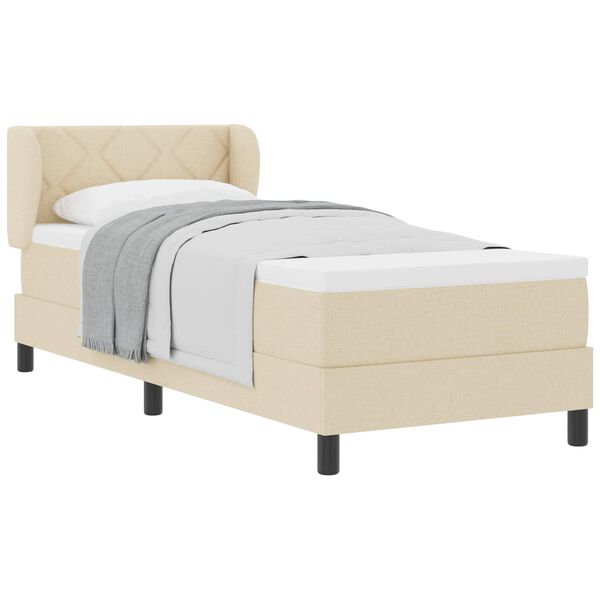 vidaXL Lit &agrave; ressorts avec matelas Cr&egrave;me 80 x 200 cm tissu