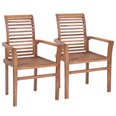 vidaXL Chaises à manger lot de 2 avec coussins anthracite Bois de teck