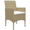 vidaXL Ensemble &agrave; manger de jardin 3 pcs Beige R&eacute;sine tress&eacute;e et verre
