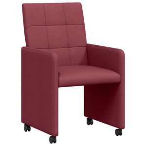 vidaXL Chaises de Salle &agrave; Manger avec Roues 2 pc tissu Bordeaux