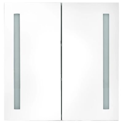 vidaXL Armoire de salle de bain à miroir LED noir brillant 62x14x60 cm