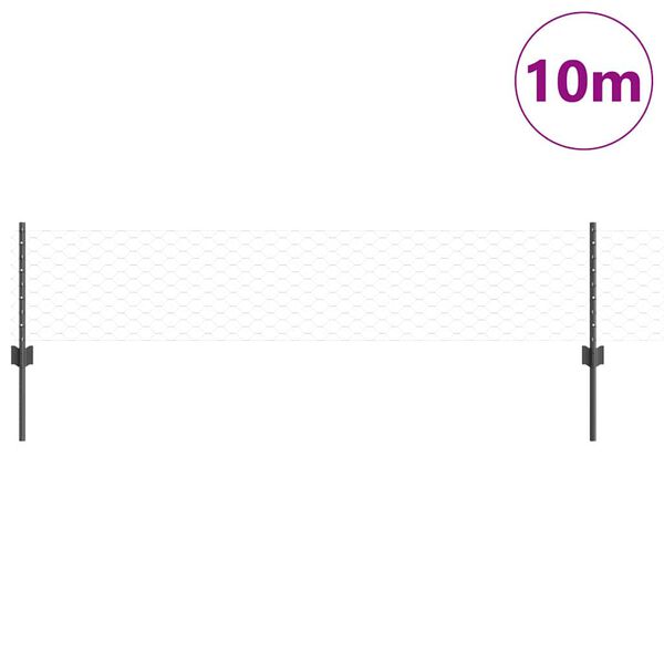 vidaXL Cl&ocirc;ture avec poteau Gris 0,4 x 10 m Acier et PVC