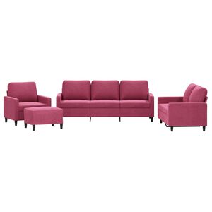 vidaXL Ensemble de canap&eacute;s 4 pcs avec coussins Rouge bordeaux Velours