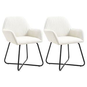 vidaXL Chaises &agrave; manger lot de 2 cr&egrave;me tissu