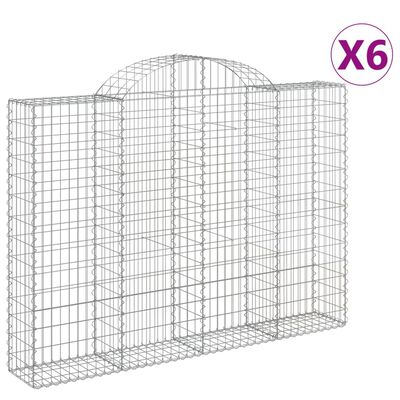 vidaXL Paniers à gabions arqués 6 pcs 200x30x140/160 cm Fer galvanisé