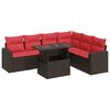 vidaXL Salon de jardin avec coussins 7 pcs gris r&eacute;sine tress&eacute;e acacia