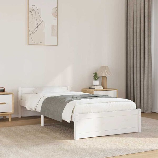 vidaXL Cadre de lit sans matelas blanc bois massif 90x190 cm