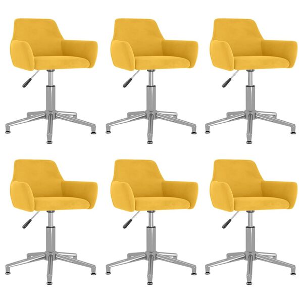 vidaXL Chaises pivotantes &agrave; manger lot de 6 Jaune Velours