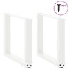 vidaXL Pieds de table basse en U, 2 pi&egrave;ces, blanc, 50 x (42-43) cm, acier