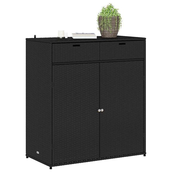 vidaXL Armoire de rangement de jardin noir 105x55x113cm résine tressée