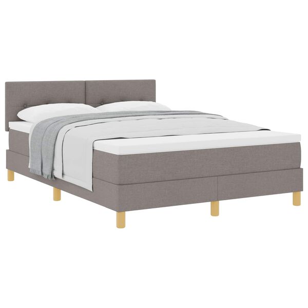 vidaXL Lit &agrave; ressorts avec matelas Taupe 140 x 190 cm tissu