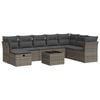 vidaXL Salon de jardin 9 pcs avec coussins gris r&eacute;sine tress&eacute;e