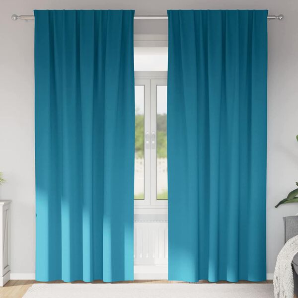 vidaXL Rideaux occultants avec anneaux 2 pcs Turquoise 245 x 140 cm