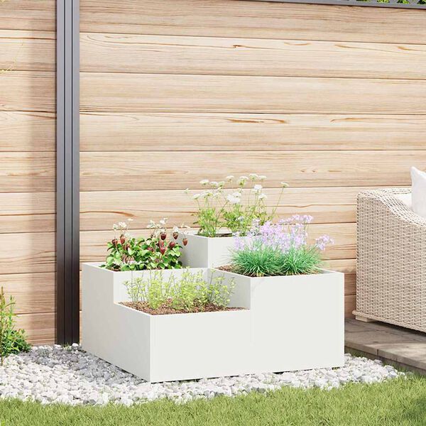 vidaXL Cache-pot de jardin Blanc 100 x 100 x 48 cm Acier