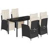 vidaXL Ensemble &agrave; manger de jardin coussins 5pcs Noir R&eacute;sine tress&eacute;e