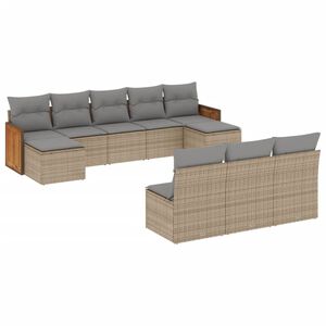 vidaXL Salon de jardin avec coussins 10 pcs beige r&eacute;sine tress&eacute;e