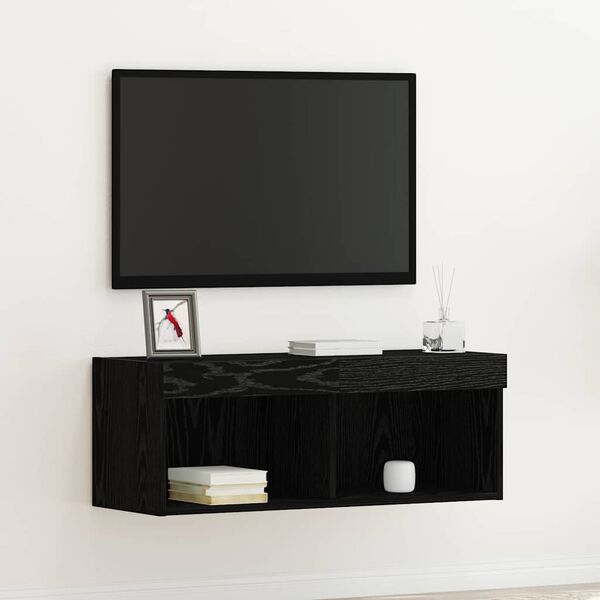 vidaXL Ensemble meuble TV Ch&ecirc;ne noir 80 x 30 x 30 cm Bois d'ing&eacute;nierie