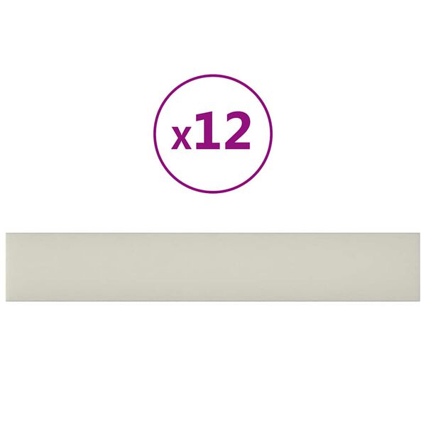 vidaXL Panneaux muraux 12 pcs Cr&egrave;me 90x15 cm Velours 1,62 m&sup2;