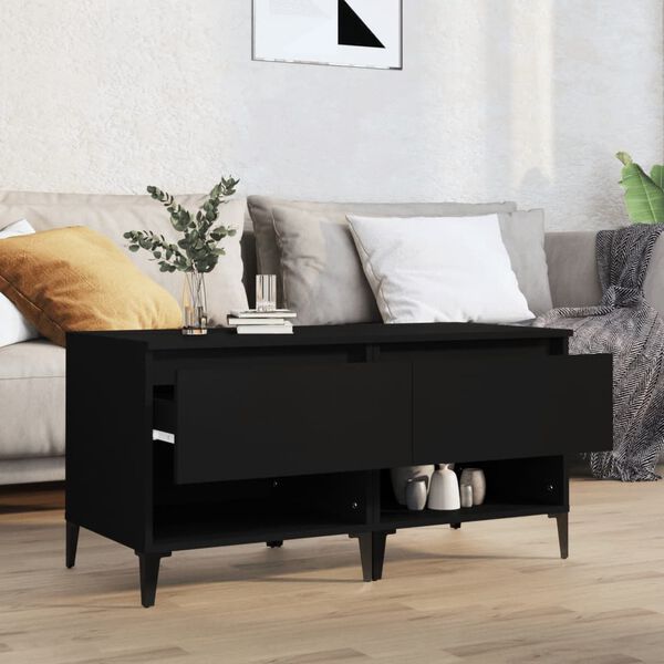 vidaXL Tables d'appoint 2 pcs Noir 50x46x50 cm Bois d’ingénierie