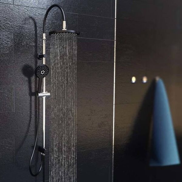SCH&Uuml;TTE Jeu de douche au-dessus de t&ecirc;te MATAO RAIN Noir mat chrom&eacute;