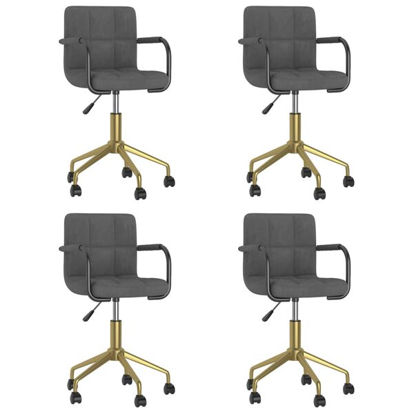 vidaXL Chaises pivotantes &agrave; manger lot de 4 gris fonc&eacute; velours