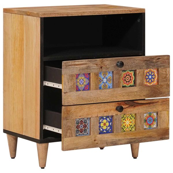 vidaXL Cabinet de chevet Naturel 50 x 33 x 60 cm Bois de mangue massif