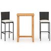 vidaXL Ensemble de bar de jardin avec coussins 3 pcs Noir