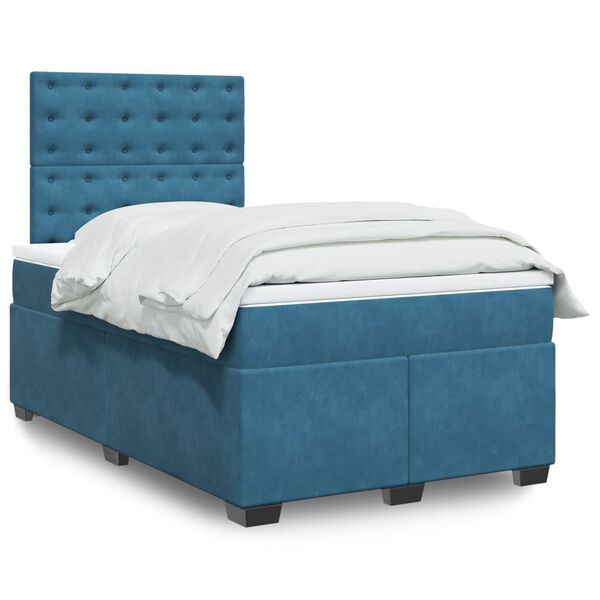 vidaXL Sommier &agrave; lattes de lit et matelas bleu 120x190 cm velours