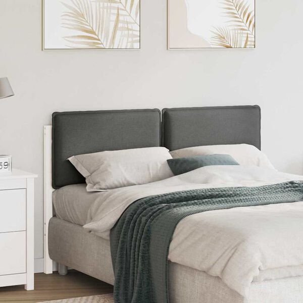 vidaXL T&ecirc;te de lit capitonn&eacute;e Blanc et gris clair 120 cm Pin massif