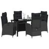 vidaXL Ensemble de salle &agrave; manger pour jardin 5 pcs Noir polyrotin