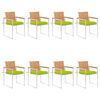 vidaXL Chaises de jardin lot de 8 avec coussins Bois de teck massif