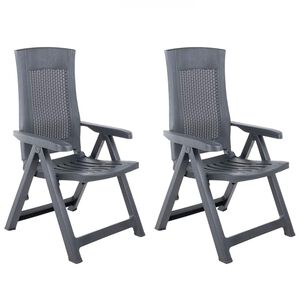 vidaXL Fauteuils pliants inclinables, lot de 2, en plastique anthracite