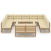 vidaXL Salon de jardin 12 pcs avec coussins marron miel bois de pin