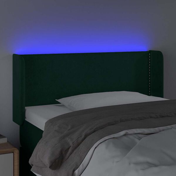 vidaXL T&ecirc;te de lit &agrave; LED Vert fonc&eacute; 93x16x78/88 cm Velours