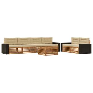 vidaXL Ensemble de canap&eacute;s d'ext&eacute;rieur 7 pc Naturel et Beige Polyester