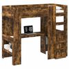 vidaXL Cadre de lit superpos&eacute; avec bureau Ch&ecirc;ne fum&eacute; 100 x 200 cm
