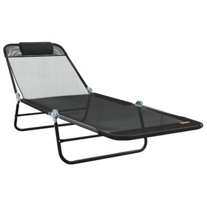vidaXL Chaise longue pliante Noir 182 x 55 x 85,5 cm Textil&egrave;ne