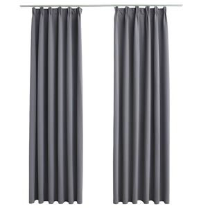 vidaXL Rideaux occultants avec crochets 2 pcs Gris 140x225 cm