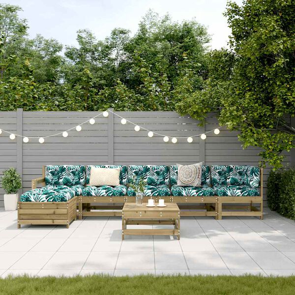 vidaXL Salon de jardin 7 pcs bois de pin impr&eacute;gn&eacute;