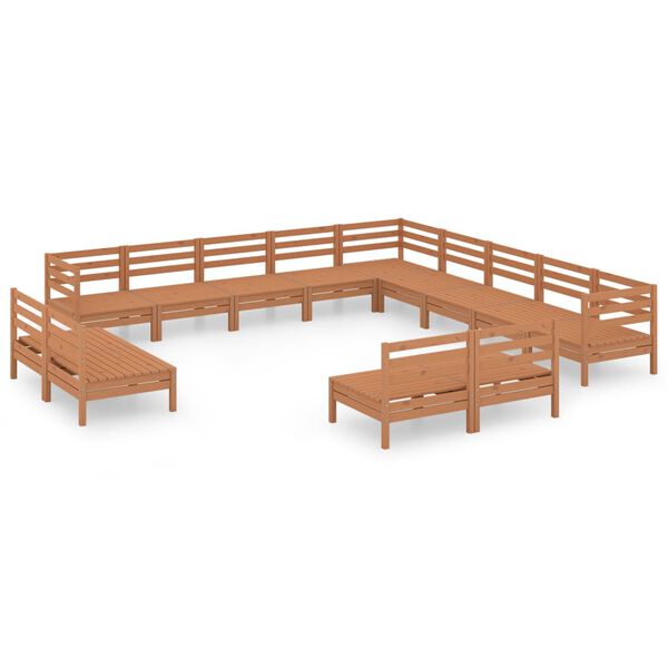 vidaXL Salon de jardin 13 pcs Bois de pin massif Marron miel