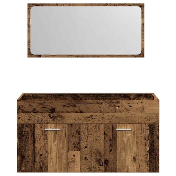 vidaXL Armoire de salle de bain et miroir vieux bois bois d'ing&eacute;nierie