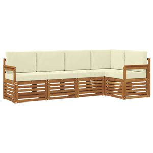 vidaXL Ensemble de canap&eacute; d'angle avec coussin 5 pcs Naturel et Cr&egrave;me