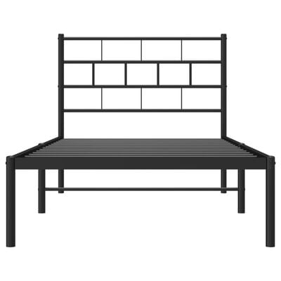 vidaXL Cadre de lit métal sans matelas avec tête de lit noir 100x190cm