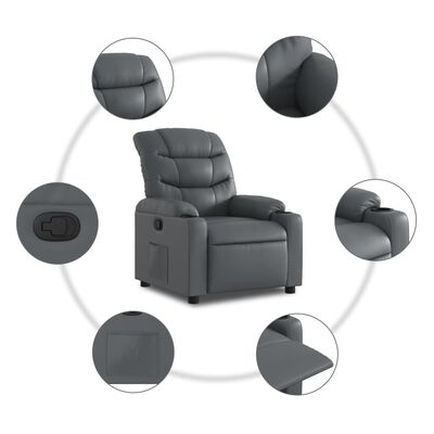 vidaXL Fauteuil inclinable Gris Similicuir