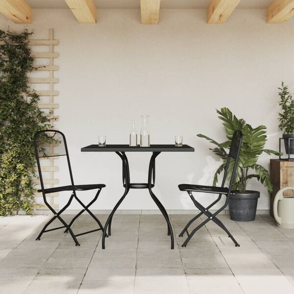 vidaXL Ensemble &agrave; manger de jardin 3 pcs anthracite m&eacute;tal maille