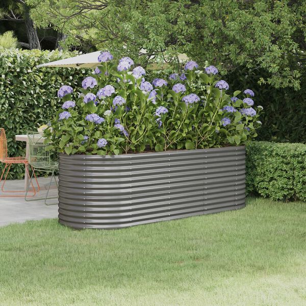 vidaXL Lit sur&eacute;lev&eacute; de jardin Acier galvanis&eacute; 224x80x68 cm gris