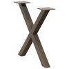 vidaXL Pieds de table basse en forme de X, 2 pi&egrave;ces, acier naturel, 50 x (42-43) cm