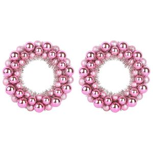 vidaXL Couronnes de Boules de No&euml;l 2 pc Rose 33 x 33 x 7 cm LED