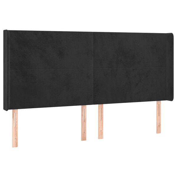 vidaXL T&ecirc;te de lit &agrave; LED Noir 183x16x118/128 cm Velours