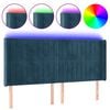 vidaXL T&ecirc;te de lit &agrave; LED Bleu fonc&eacute; 203x16x118/128 cm Velours